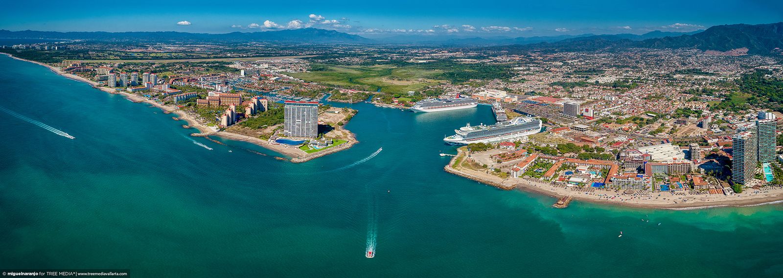Aerial view of the Puerto Vallarta port and cruise terminal