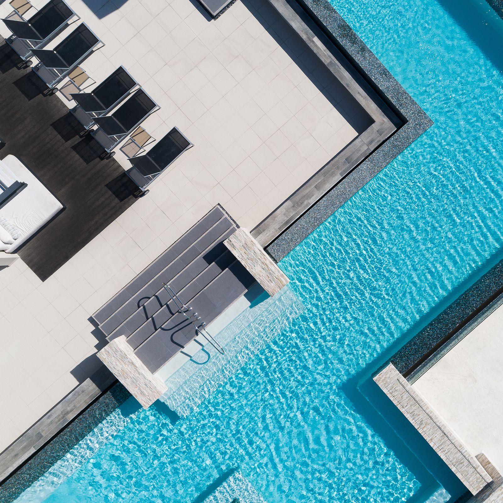 Top-down drone view of the rooftop pool at Loft 268 Vallarta