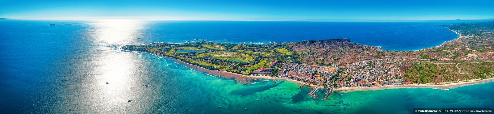 Aerial panorama of the Punta Mita peninsula, Riviera Nayarit