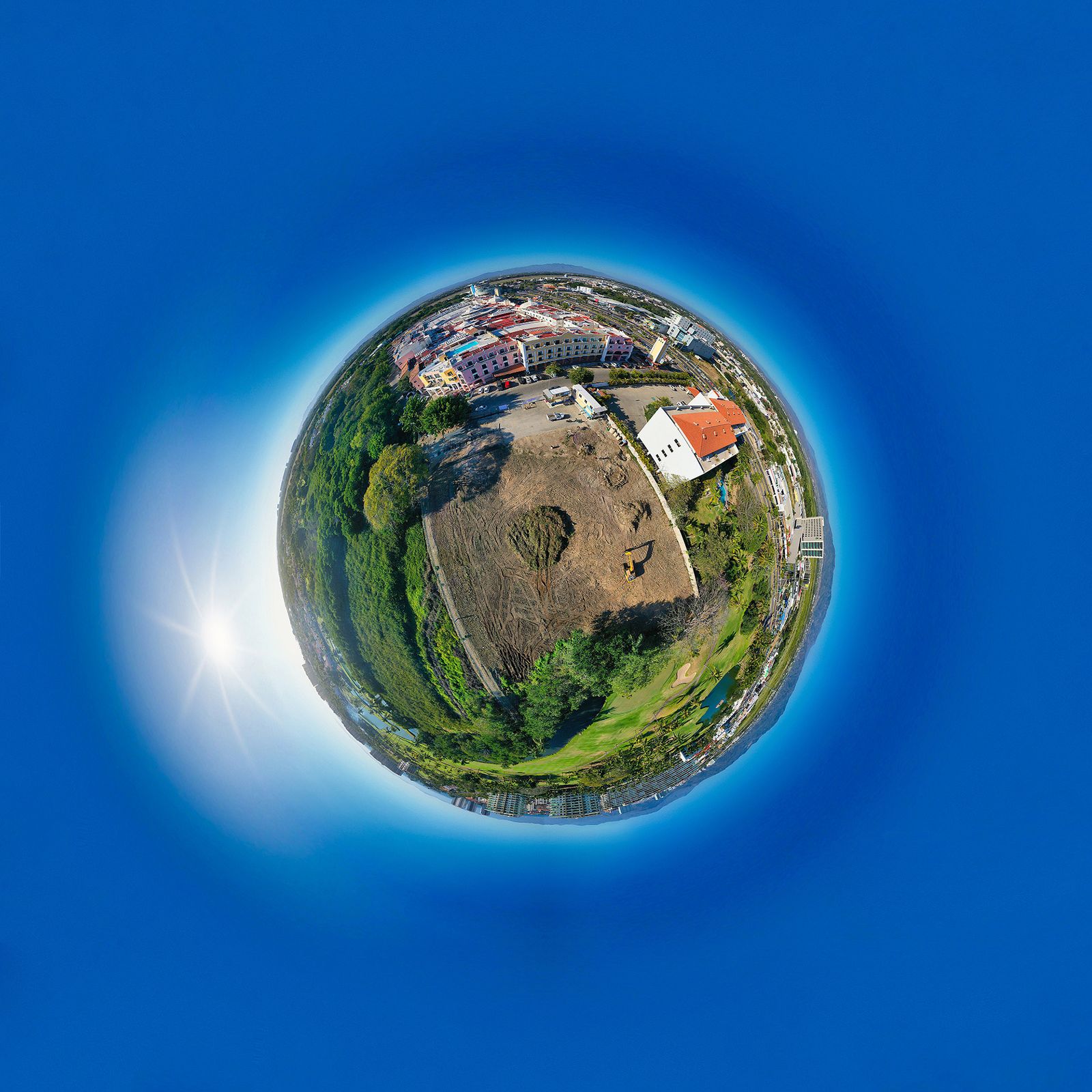 360° tiny planet panorama of V Marina, Puerto Vallarta